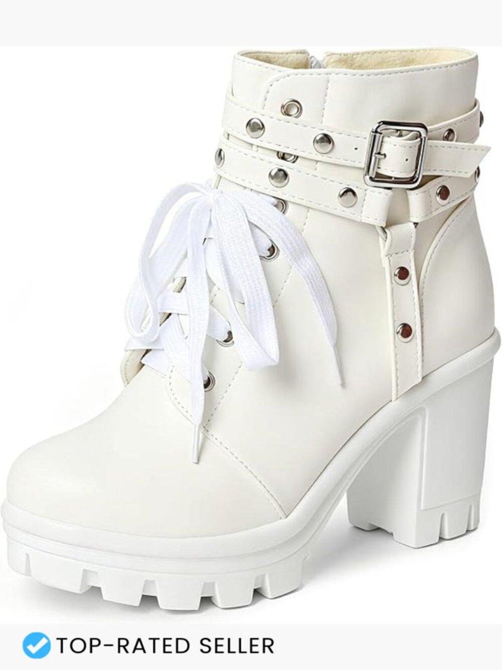 Platform Combat Ankle Boots Chunky Heel Gothic Lace Up Punk Rocker Shoes